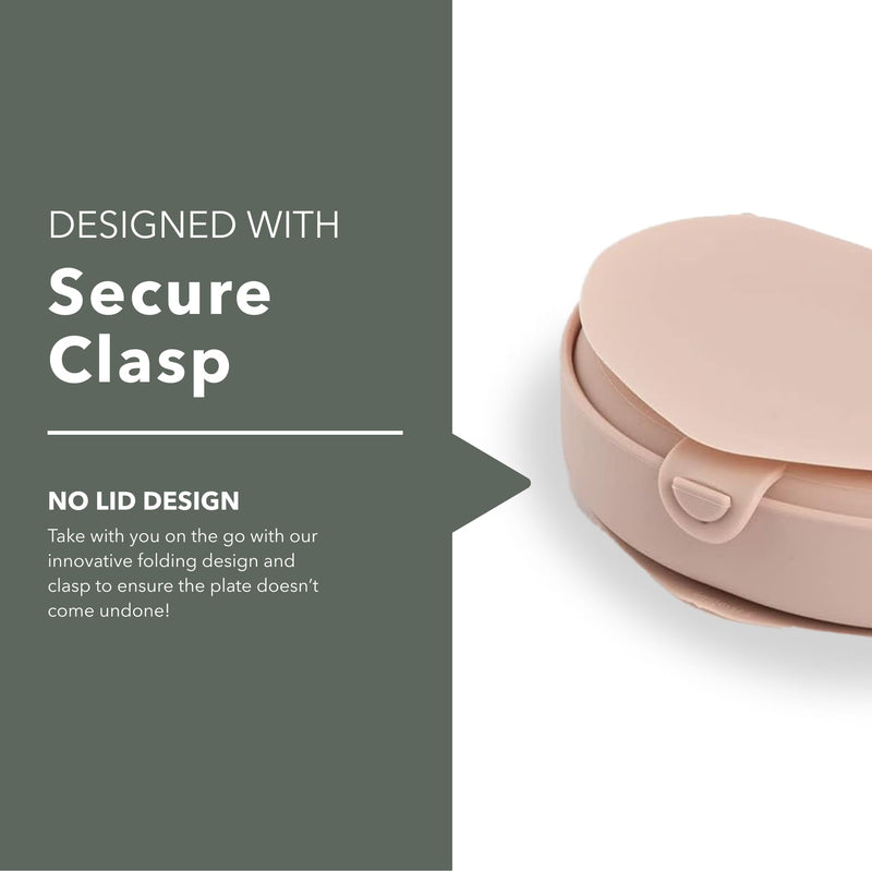 [Australia] - Miniware Silifold - Silicone Baby Plate - Foldable Toddler Travel Essential to Promote Self-Feeding - Food Grade Silicone Toddler Plates & Baby Plates With Suction - BPA Free Baby Essentials - Pink Pink Salt 