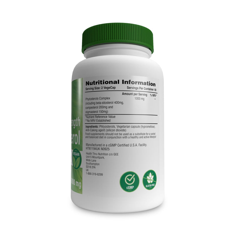 Health Thru Nutrition Ultra Strength Beta Sitosterol | 1,000mg Phytosterols Complex 400mg Beta | Non-GMO Vegan (Pack of 180)