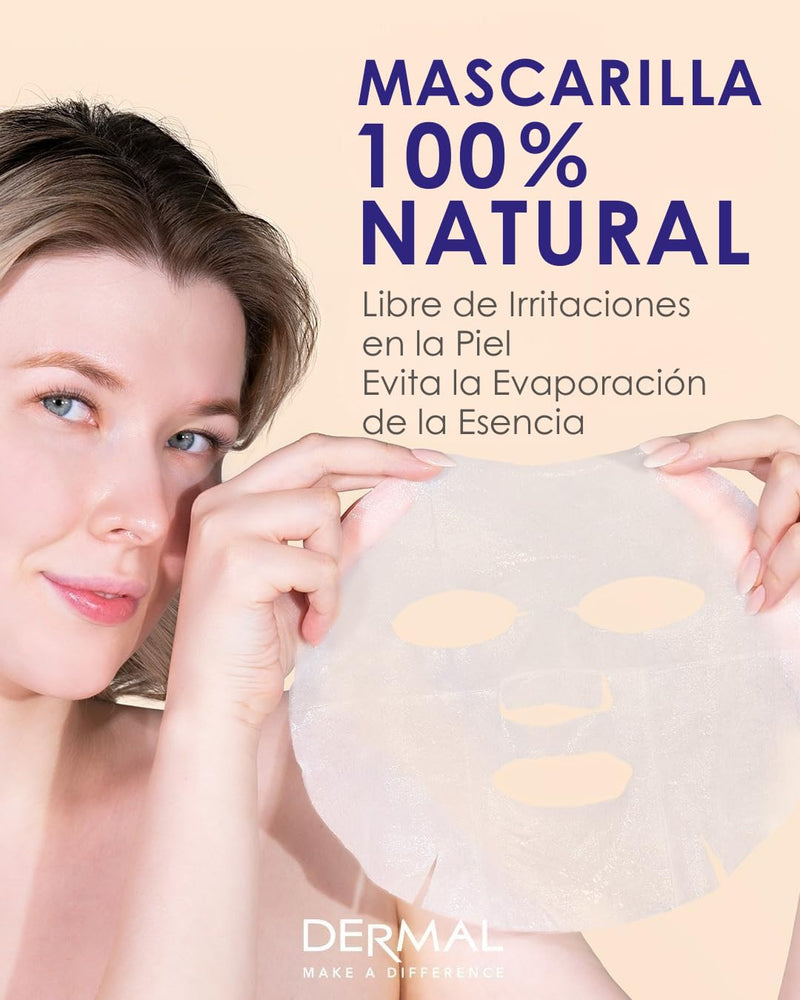 DERMAL Acai Berry Collagen Essence Facial Mask Sheet 23g Pack of 10 - Moisturizing & Firming Keeps Skin Healthy and Clean, Daily Skin Treatment Solution Sheet Mask