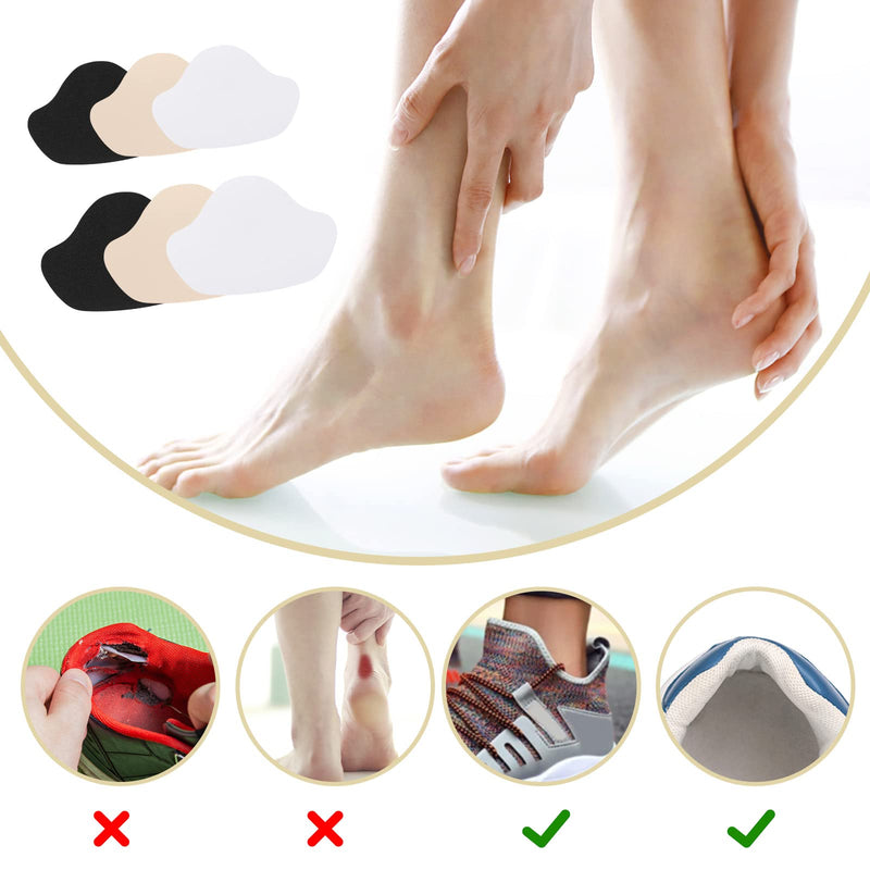 [Australia] - 12 pairs of heel protectors for shoes, two sizes, shoe heel repair patch, heel pad, sneaker, self-adhesive shoe inner heel repair for leather or sports shoes (black, white, khaki) 