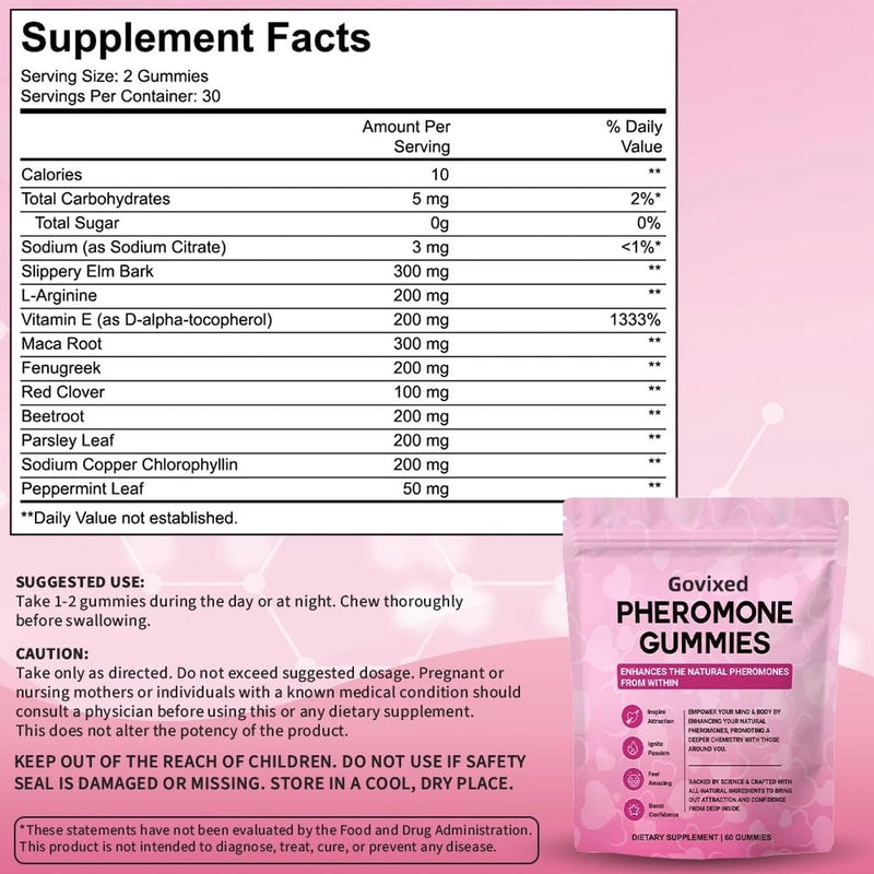 Pheromone Gummies, Premium Feminine Balance Gummies for Women's Health & Wellness, Strawberry Flavor -60 Gummies -30 Servings