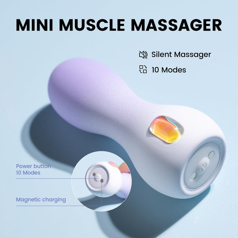 Personal Massage Device Smallest and Strongest Cordless Handheld Massager - Cute & Powerful - Best for Travel - Magic Stress Away - Perfect on Neck Legs Hand Pains and Sports Purple