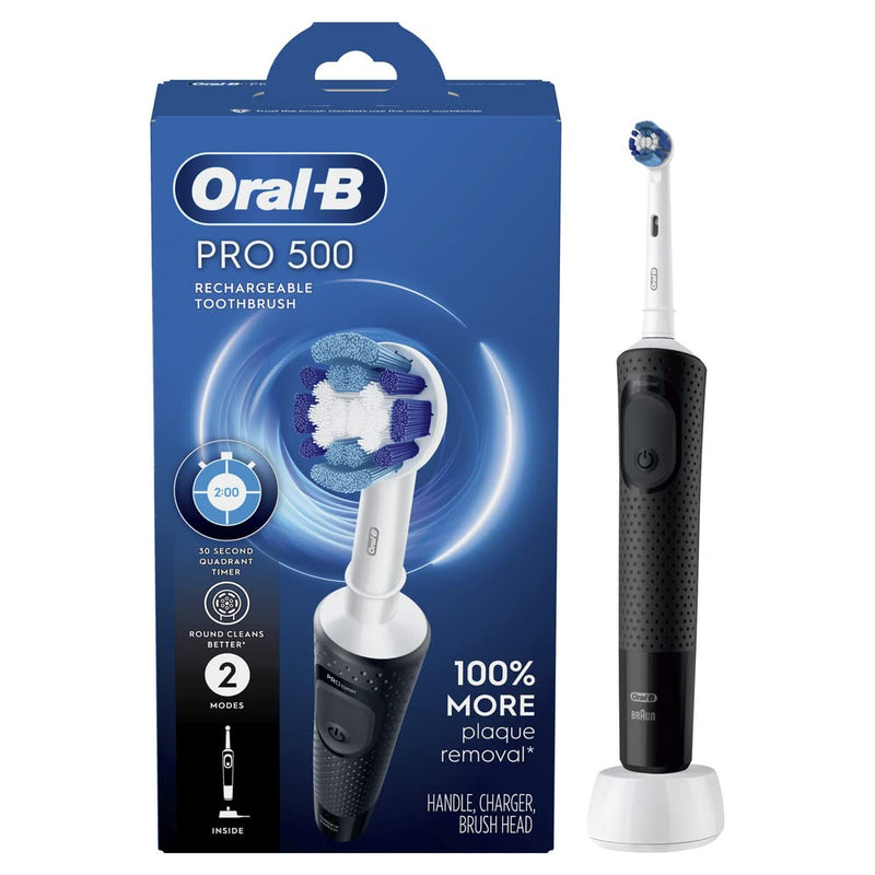 Oral-B Pro 500 Electric Toothbrush with (1) Brush Head, Rechargeable, Black 1 Count (Pack of 1)