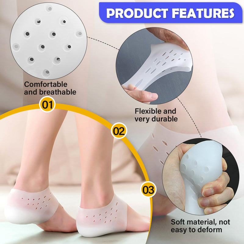 [Australia] - FERCAISH 1 pair of silicone heel protectors, height increasing insoles, invisible heel cushions, heel pad gel, heel spur insoles for men women 3 cm 