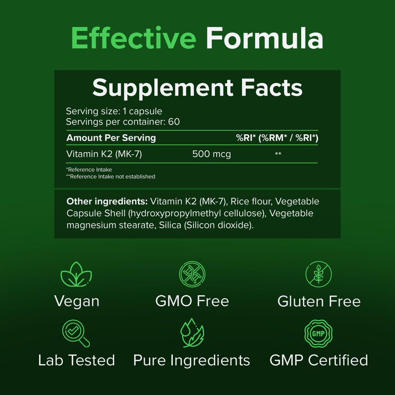 [Australia] - RP Vitamin K2 MK7 250μg capsules | 60 vegan capsules | Bioactive Vitamin K Formula | Manufactured in ISO licensed facilities | GMO-free, gluten-free, dairy-free and allergen-free Raw Powders 