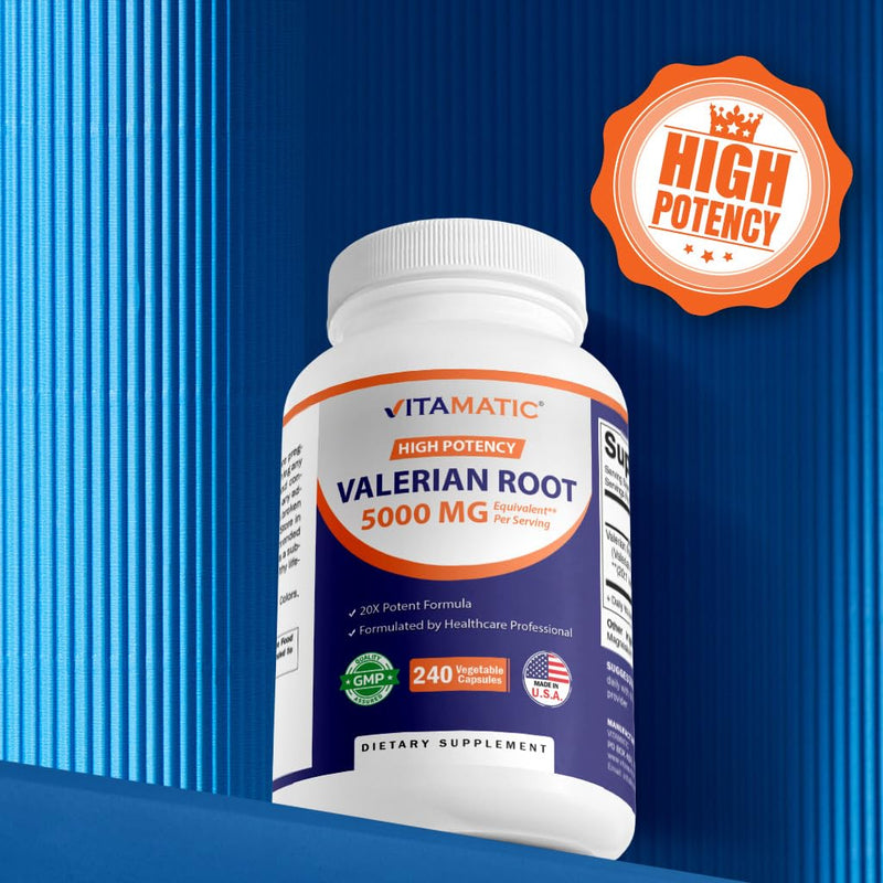 [Australia] - Vitamatic Valerian Root 5000mg Equivalent Per Serving (from 20:1 Extract 250 mg) - 240 Capsules - 20X Concentrated Extract 240 Count (Pack of 1) 