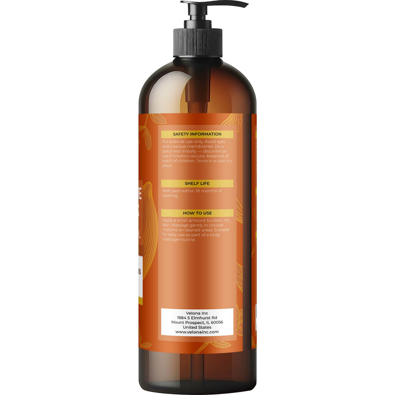 velona Cellulite Massage Oil – 16 Fl Oz | Vitamin E & Citrus Essential Oils | Massage Therapy for Legs & Body Oil | Moisturizing, Firming, Tightening, Smooth Skin | Professional Spa & Home Massage