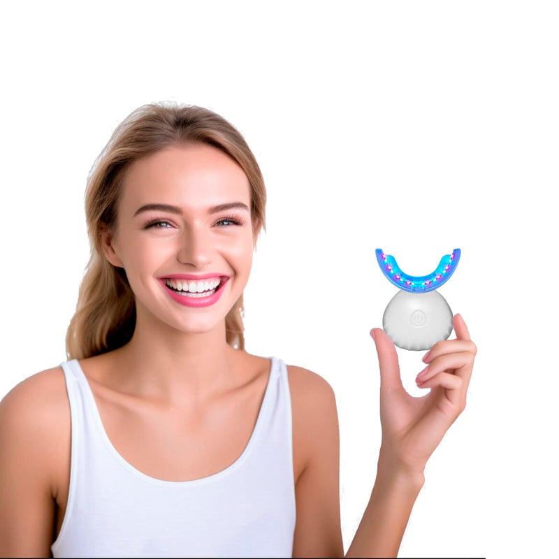 [Australia] - 32 LED Teeth Whitening Accelerator Light with Cold Light &Red Lights Trays Device, Teeth Whitening Enhancer Light Built-in 16 Minute Timer (White) White 