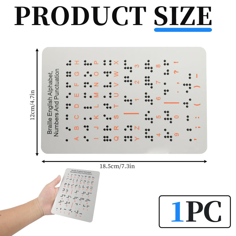 Braille Alphabet Board, Aluminum Braille Learning Board with Raised Dots, Portable Alphabet Chart for Visually Impaired Products, Gifts for Blind People Education Beginners Teaching Aid (Sliver)