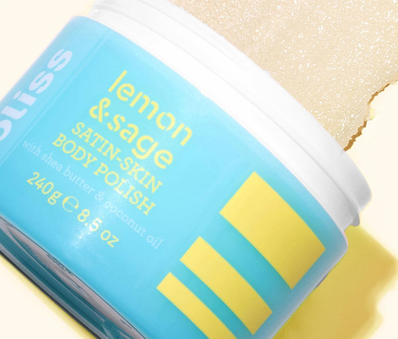 [Australia] - Bliss Satin-Skin Body Polish - Lemon and Sage - Body Scrub with Shea Butter and Coconut Oil - 8.5 Oz - Smoothing and Balancing Skincare - All Skin Types - Vegan & Cruelty-Free Lemon & Sage with Shea Butter 