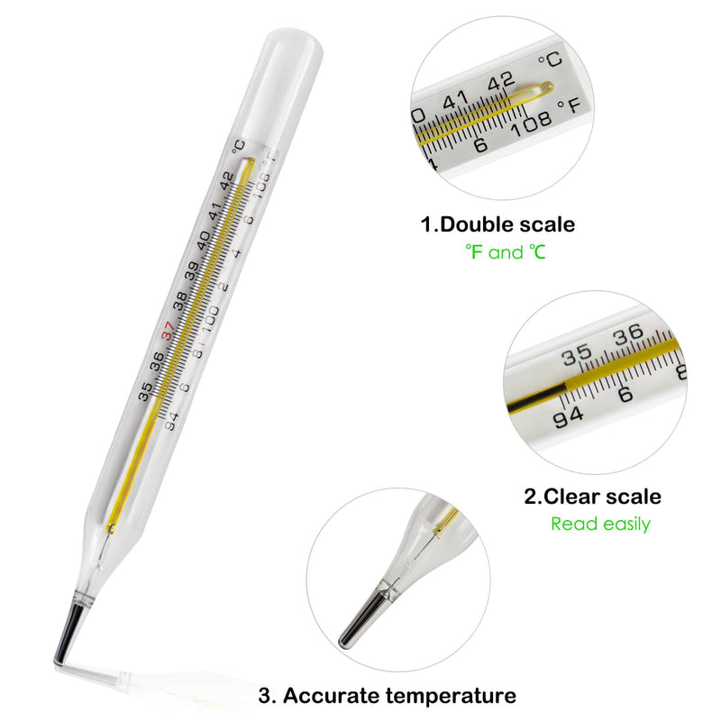 [Australia] - ℃&℉ Glass Thermometer for Underarm 2PCS - Basal Body Thermometer - Fever Thermometer - Accurate Easy Reading by HARIKA LIFE 
