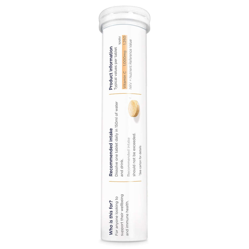 Healthspan Orange Effervescent Vitamin C 1,000mg (40 Tablets) | Supports Immune & Nervous Systems | Maintain Good Energy Levels | Zero-Sodium to Help Maintain Normal Blood Pressure | Vegan