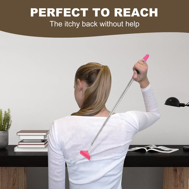 [Australia] - 3 Pack Extendable Back Scratcher, Stainless Steel Portable Telescoping Back Scratchers for Adults Men Women, with Rubber Handles 