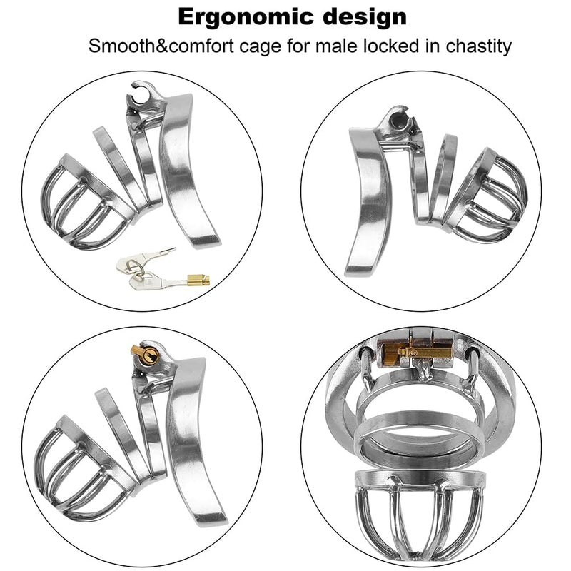 Male Chastity Device Cock Cage - Miyoti Upgrade metal Lightweight Stainless Steel Chastity Stealth Lock Including 2 Keys and Removabl Urinary Catheter Sex Toys for Sissy Men (1.97" Ring（50mm）) 1.97" Ring（50mm）