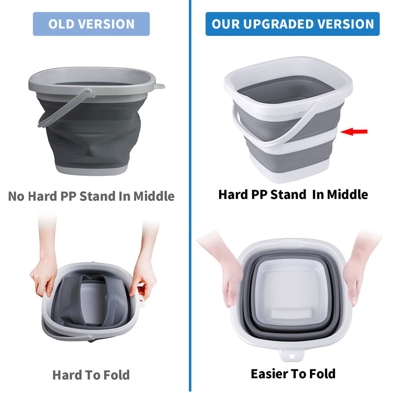 [Australia] - Collapsible Bucket, 5L 1.3Gallon Small Cleaning Mop Buckets for Household Outdoor Car Washing Tub Plastic Foldable Portable Camping Beach Sand Water Pot Pail Space Saving Square 5l-grey 