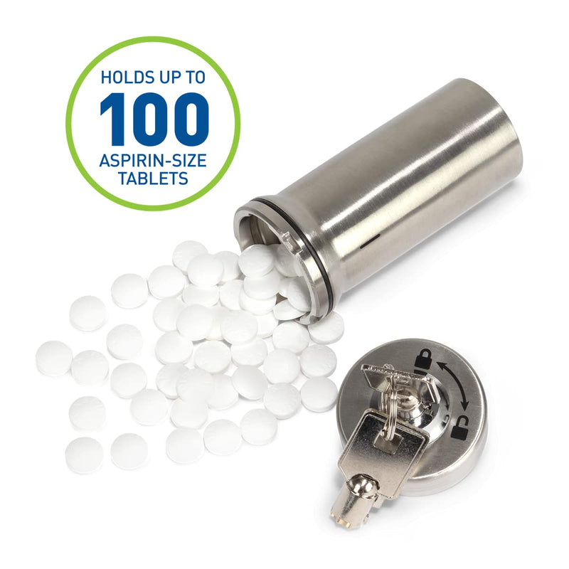 Ezy Dose Lockable Pill Fob & Keychain Bundle, Small & Large Compartments | Locking Design, Versatile Storage for Medicine & Vitamins, Safe for Money & Travel Items, Ideal For Travel Use, BPA-Free Silver Small and Large Set