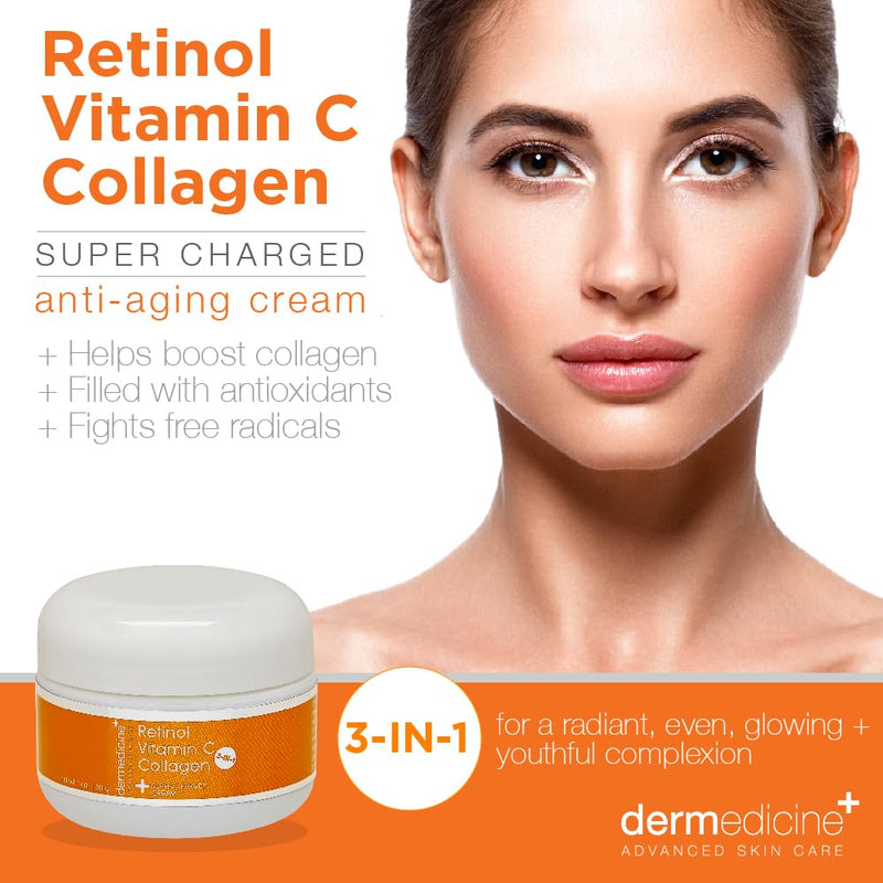 Vitamin C, Retinol and Collagen Anti-Aging Face Cream, 1 oz | Super charged formula helps smooth and plump the look of fine lines and wrinkles for brighter-looking skin 1 Fl Oz (Pack of 1)