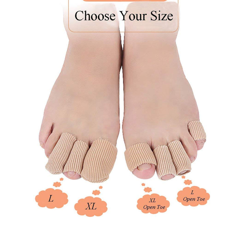 [Australia] - Makhry 4pcs Adjustable Cuttable Gel Toe and Finger Cap Lined Gel Toe Covers Sleeves Ribbed Knit Toe Caps Digital Caps (XL) X-Large (Pack of 4) 