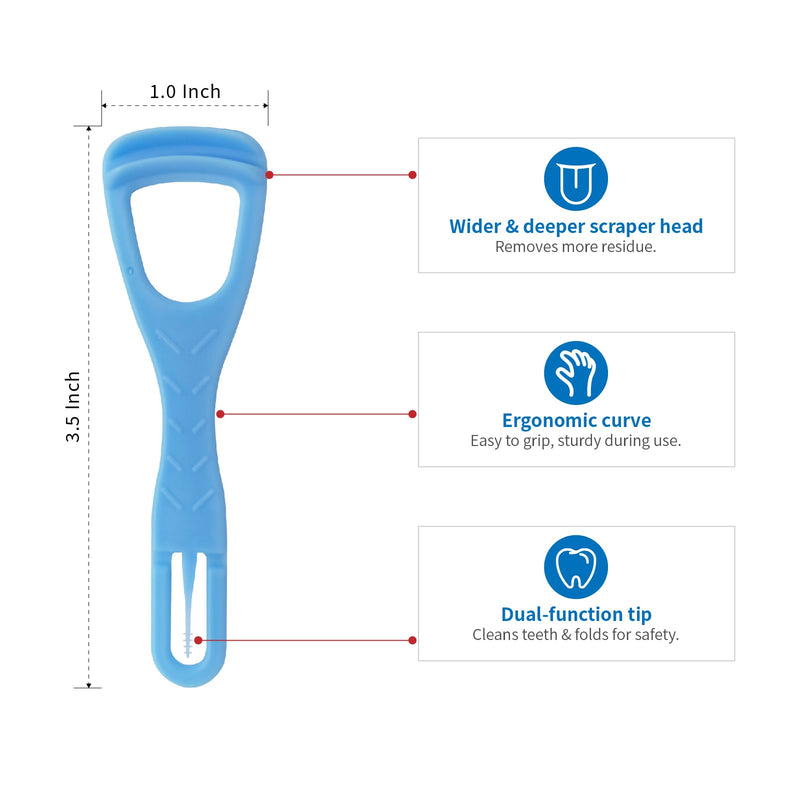 [Australia] - Tongue Cleaner, Tongue Scraper, Disposable, Plastic Scraper, Clean Tongue, Promote Fresh Breath, Includes Safe Fold- Back Tooth Pick, 100 Count 