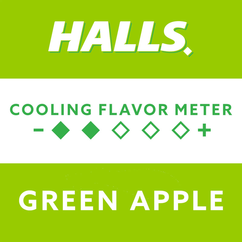 [Australia] - Halls Throat Soothing Green Apple Cough Drops, Economy Pack, 80 Drops 