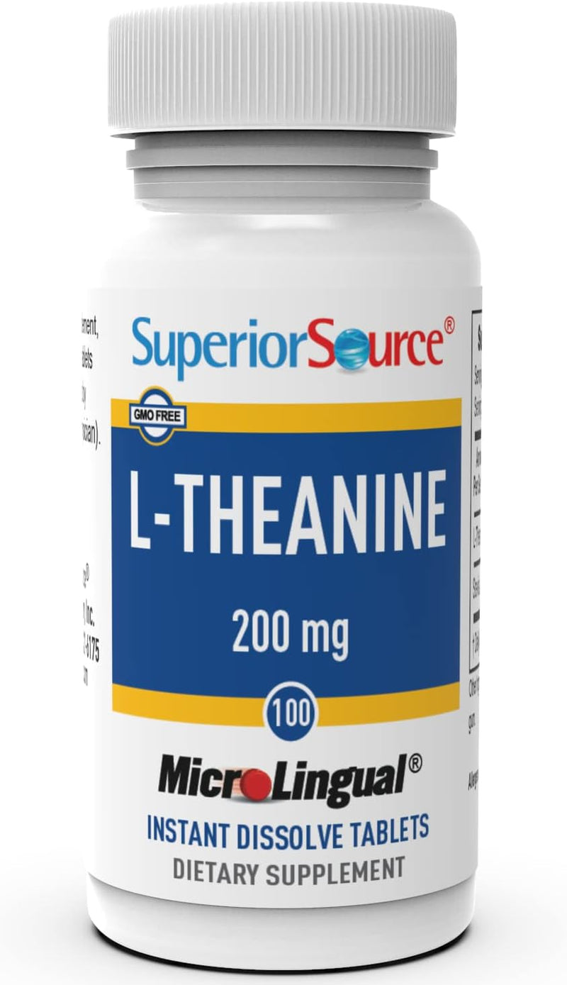[Australia] - Superior Source L-Theanine 200 mg - Brain Health Support Supplement for Adults - Supplement Formula Aids Better Sleep & Daily Energy - Supports Concentration Naturally - 100 Instant Dissolve Tablets 