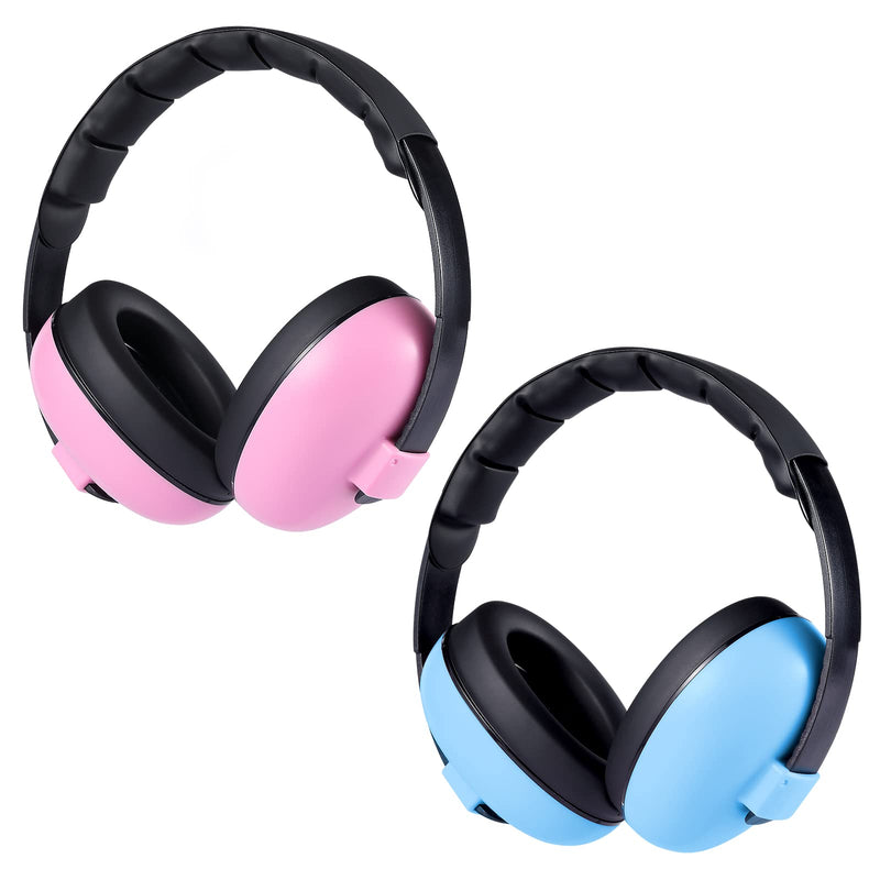 2 Packs Baby Noise Canceling Headphones, Baby Ear Protection Earmuffs Infant Hearing Protection Ear Muffs for Babies, Infants, Toddlers and Newborns Age 0-2+ Years (Blue & Pink)