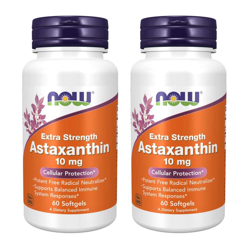 NOW Foods Astaxanthin 10mg 60 SoftGels (2 Pack)