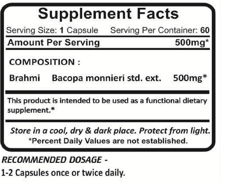 [Australia] - Planet Ayurveda Brahmi, 500mg Veg Capsules - 2 Bottles 