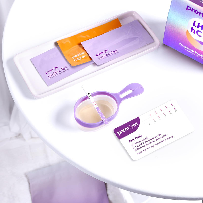 Premom Quantitative Ovulation & Pregnancy Test Kit: 40 LH Strips + 10 HCG Strips + 2 Reusable Urine Cups | at-Home Fertility Test for Women | Smart Digital Ovulation Reader App