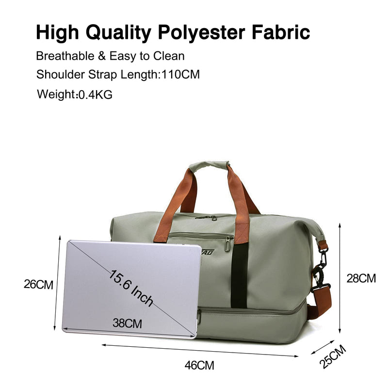 FANDARE Travel Handbag Sports Gym Bag Weekender Carry On Overnight Bags for Women Men Duffle bag Sport Workout Gym Swim Hospital Shoulder Bag with Luggage Sleeve & Shoe Compartment Light Gray