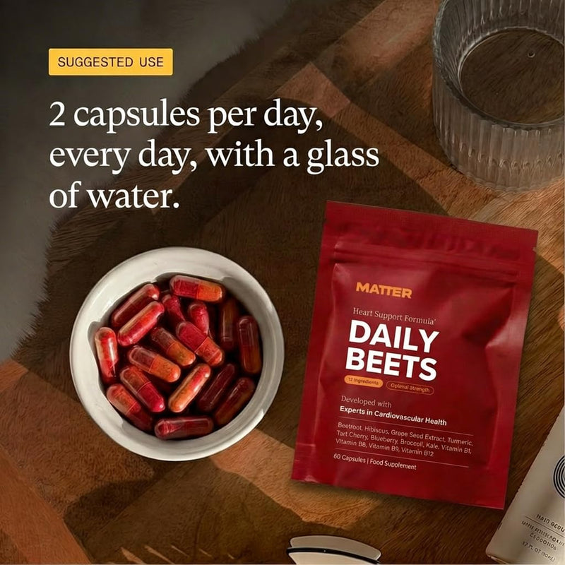 Daily Beets/Blood Flow+ - Nitric Oxide Booster Supplement - Beetroot & CoQ10 for Circulation, Heart Health & Blood Pressure Support - Beetroot for Energy & Stamina (1 Month Supply)