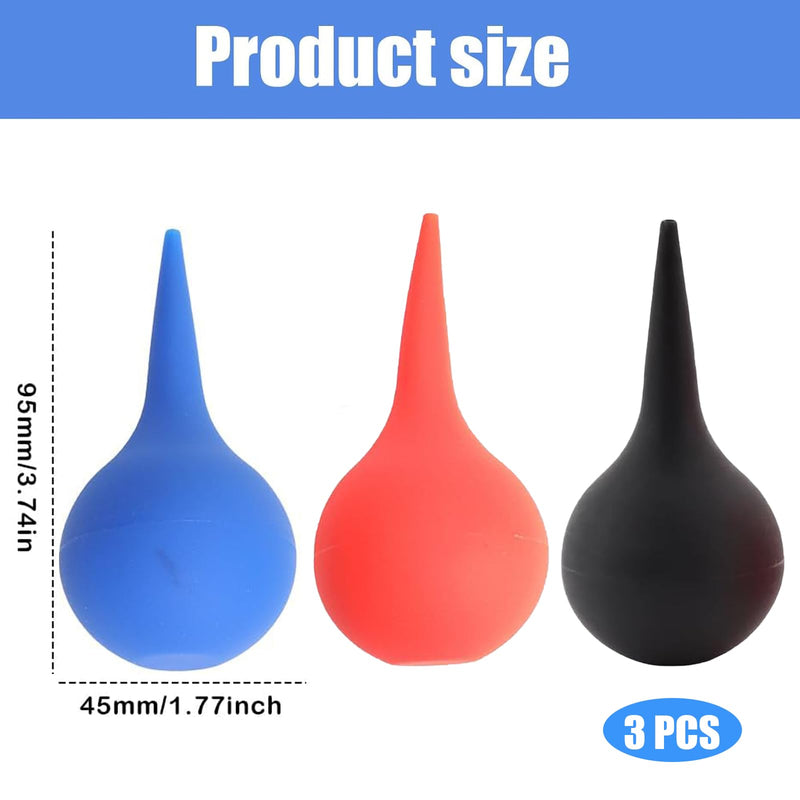 [Australia] - 3 Pcs Hand Bulb Ear Syringes, Professional Soft Reusable Rubber Suction Ear Syringe Ball, Manual Fluid Suction Device Ear Washing Squeeze Bulb for Adults 