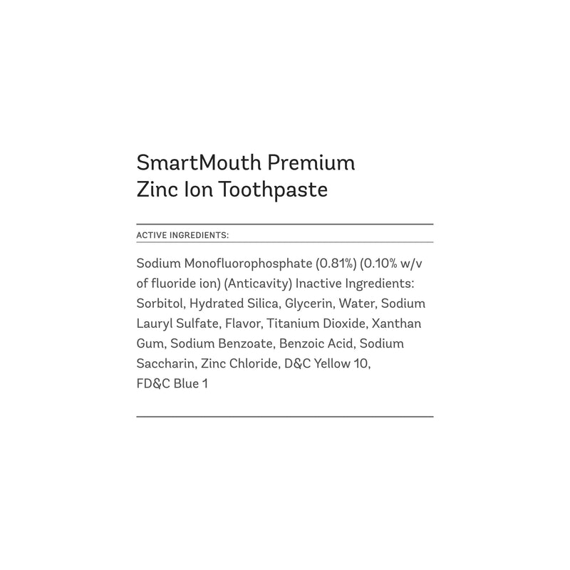 SmartMouth Anti-Cavity + Zinc Toothpaste - Fluoride Toothpaste for Cavity Prevention - Remineralizes Enamel - Sensitive Whitening - Alcohol-Free, Sugar-Free & Gluten-Free - 6 oz, 2-Pack 6 Ounce (Pack of 2)