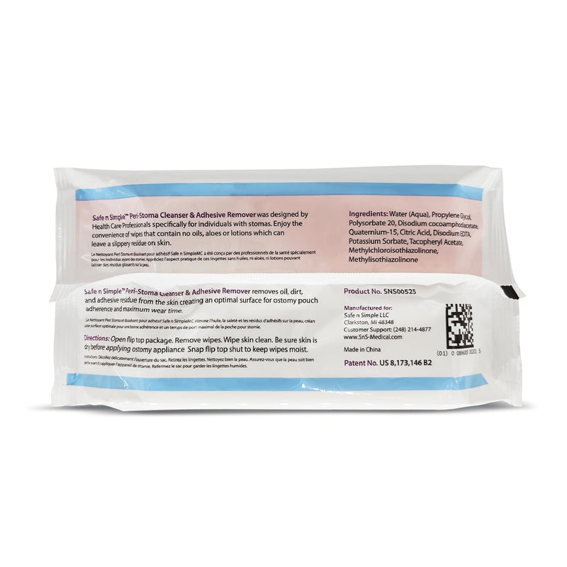 [Australia] - Safe n' Simple Adhesive Remover Wipes - 50 Large No-Sting Skin Prep Wipes Medical Skin Adhesive Remover - Adhesive Removing Wipes for Skin - Non-Alcohol 50 Count (Pack of 1) Alcohol-Free (Resealable) 