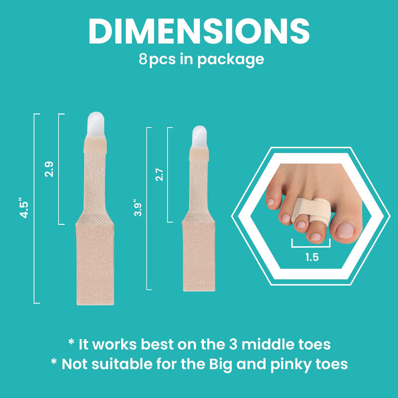[Australia] - Promifun Hammer Toe Straightener Correction Splint - 8 Braces for Broken Toes, Orthopedic Separator, Healing Wrap, Toe Straightener for Crooked Toes, Hallux Valgus Alignment (Brown) Large(8 Pack) Brown 