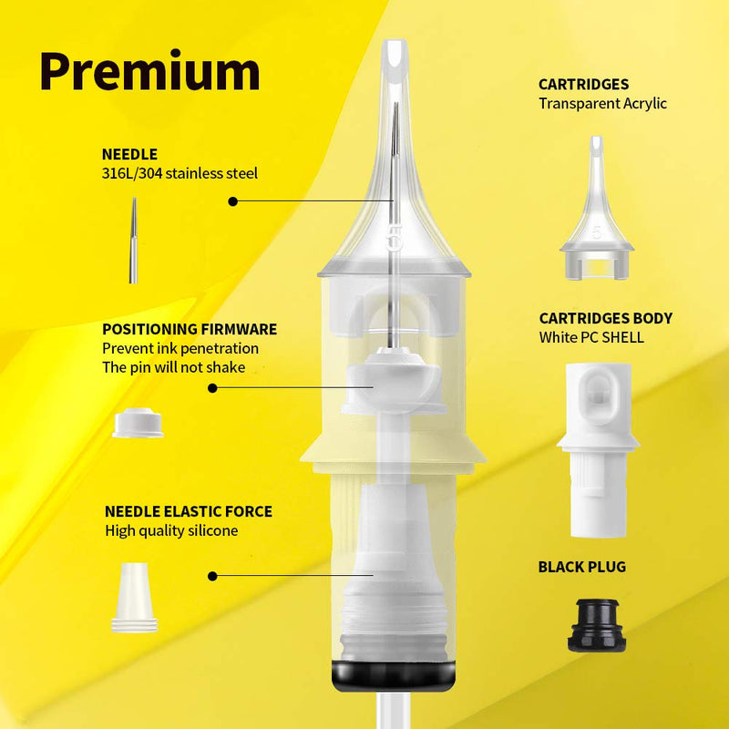 [Australia] - HAWINK 3RL Tattoo Needles Cartridge Bugpin 3 Round Liner X-Taper 50PCS with Membrane Professional Disposable EN05S-50-1003RL 1003RL 