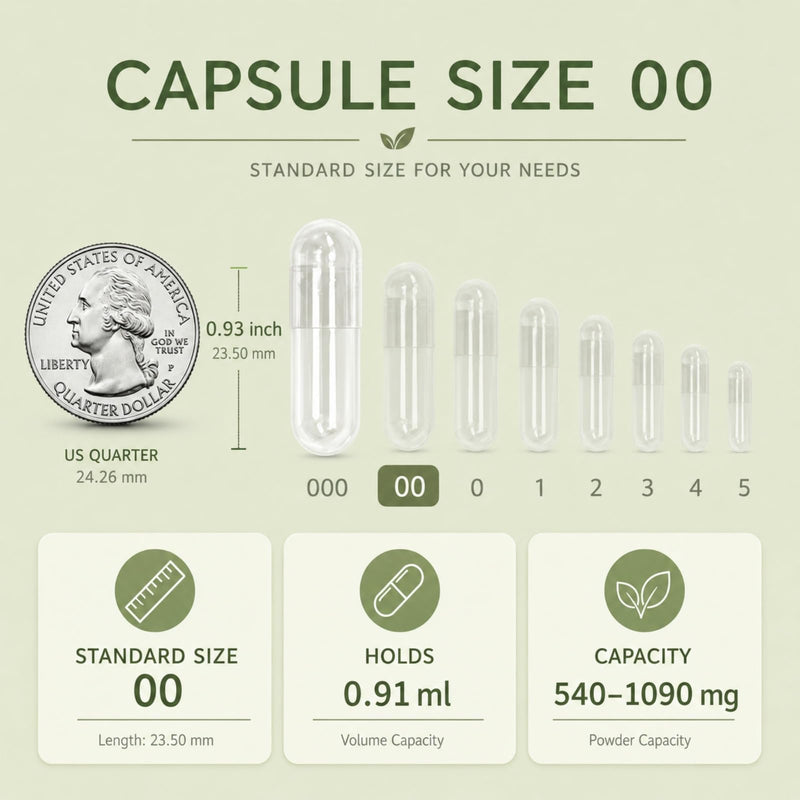 Size 00 Vegan Empty Pill Capsules -100 Count Clear Veggie Vegetarian Capsule Filling Vitamin Powders for DIY Supplements 100 Count (Pack of 1)