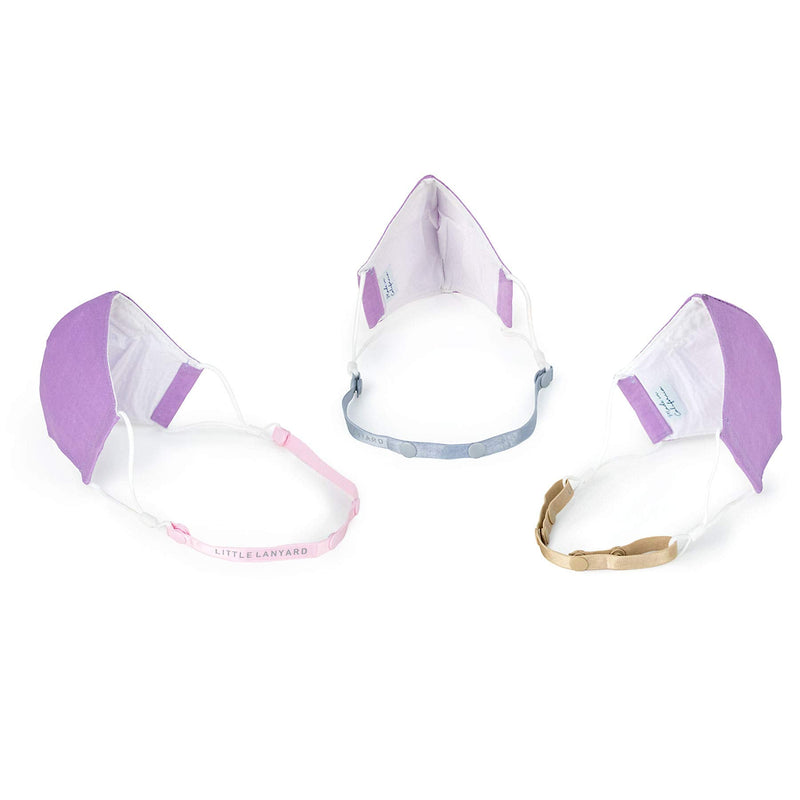 [Australia] - Little Lanyard Adjustable Elastic Mask Strap 3 Piece Set - Sunset Tan, Pink, Blue 