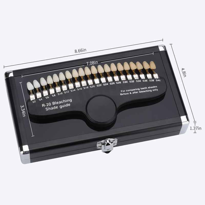 [Australia] - Dental Shade Guide Professional 3D R-20 Tooth Whitening Shade Chart with 20 Colors Teeth Shade Guide with Mirror 