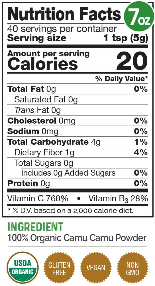 Camu Camu Powder – 7oz, Pure, Vegan & Vitamin C-Rich