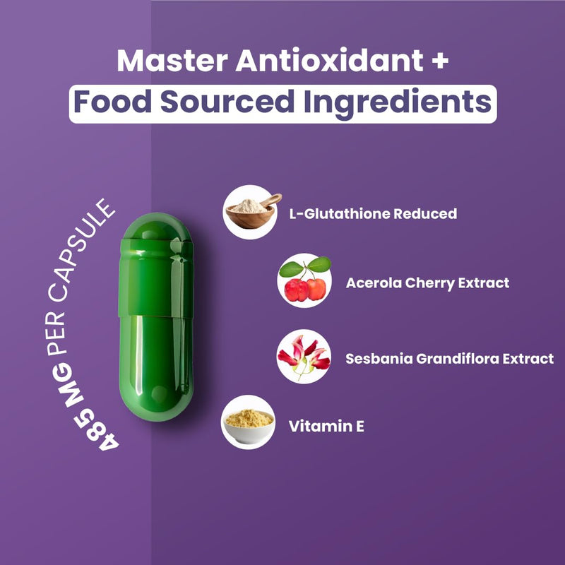 ZeroHarm L-Glutathione with Acerola Cherry, Vitamin E & Biotin – Immune, Skin & Antioxidant Support – Liposomal Absorption – Powered by Real Food Ingredients – 60 Vegan Capsules