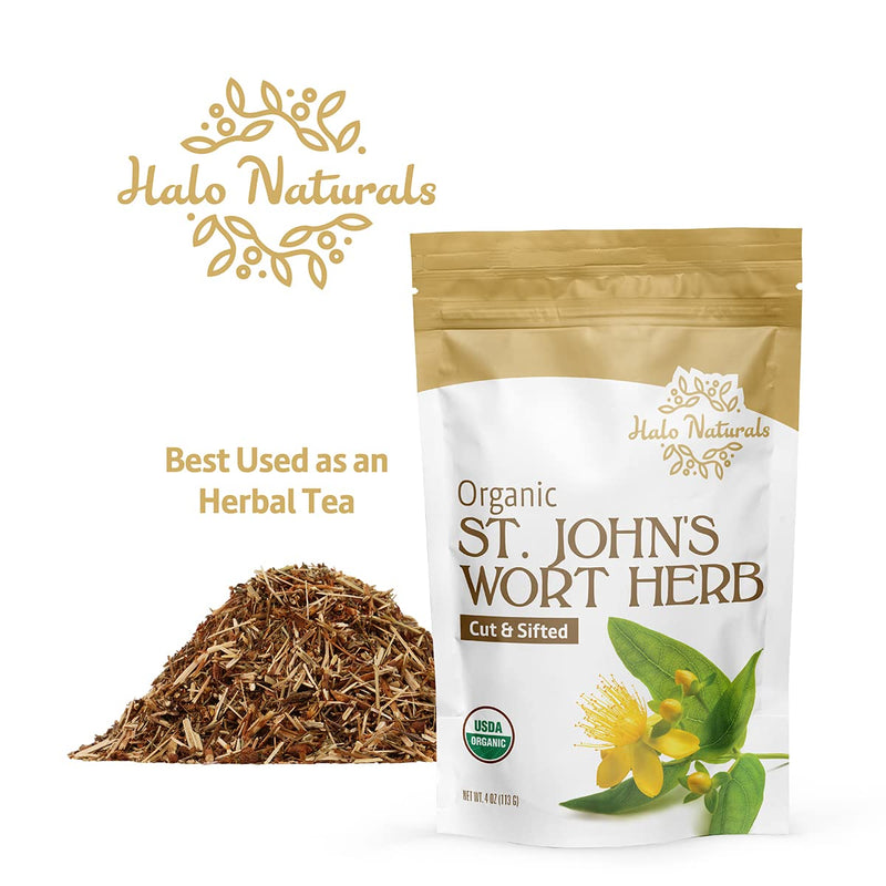 [Australia] - Organic St. John's Wort Herb Cut & Sifted (Hypericum perforatum) USDA Certified | Resealable Pouch| Packaged in The USA (4 Ounces (Pack of 1)) 4 Ounce (Pack of 1) 