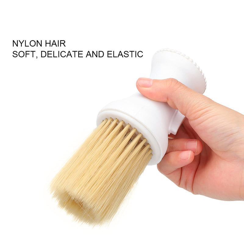 Neck Duster, Soft Barber Powder Brush Haircutting Cleaning Brush Hairbrush Neck Duster with Powder Dispenser for Neckline and Ears After Haircut(White)