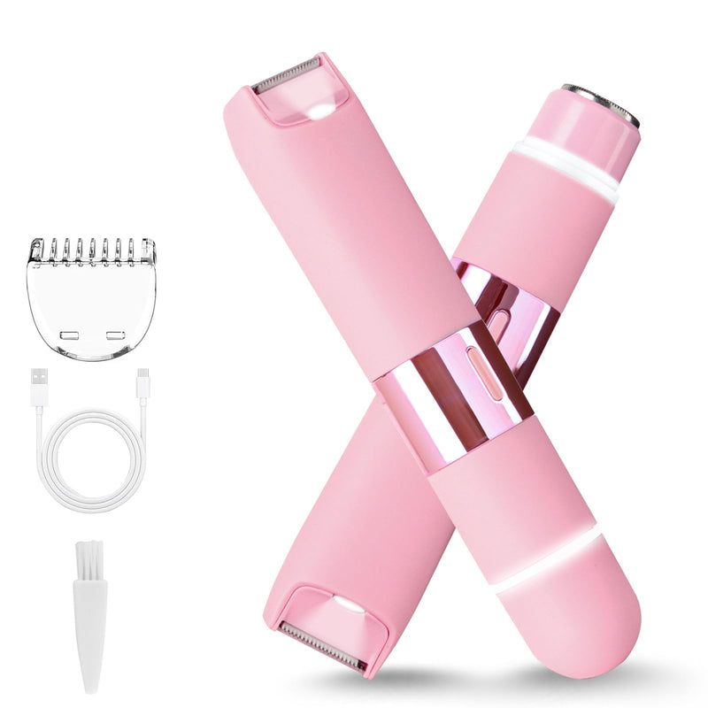 Bikini Trimmer for Women, 2-in-1 Waterproof Dual Head Shaver, Electric Razors for Women (Pink) Pink