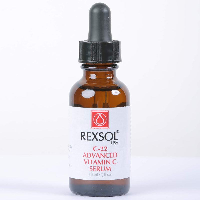 REXSOL 22% ADVANCED VITAMIN C SERUM, With Hyaluronic Acid, Ferulic Acid, Rosemary & Vitamin E, Best Anti-Aging Formulation, Reduce Visible Signs of Aging, Dark Spots (30 ml / 1 fl oz)