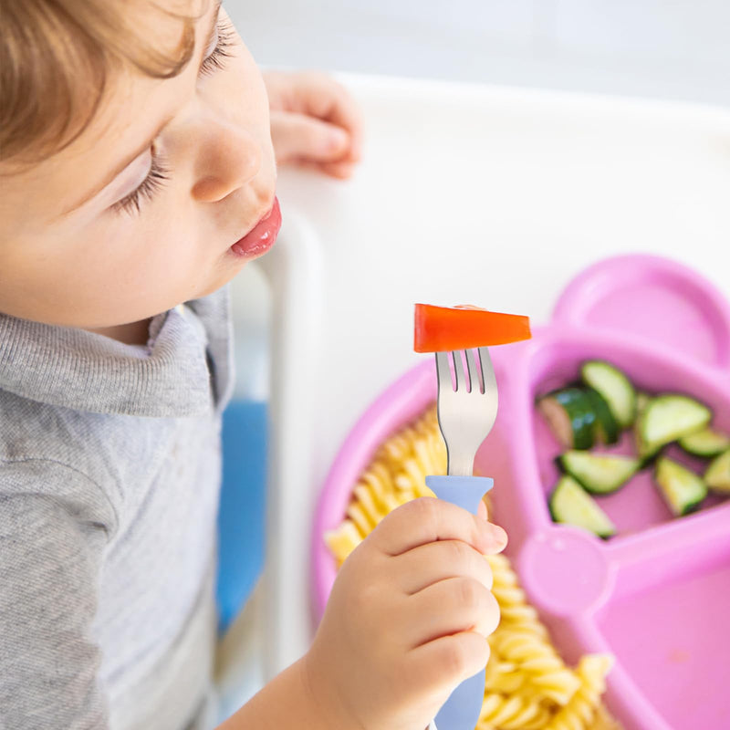 [Australia] - Pimoys 6-Pack Stainless Steel Toddler Forks Baby & Kids Utensils for Self-Feeding Plastic Handle Dishwasher Safe 