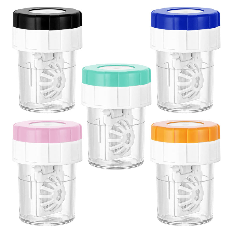 [Australia] - Sibba 5pcs Contact Lens Case Manual Contact Lens Cleaner Portable Rotary Contact Lens Cleaning Case for Everyday Life 