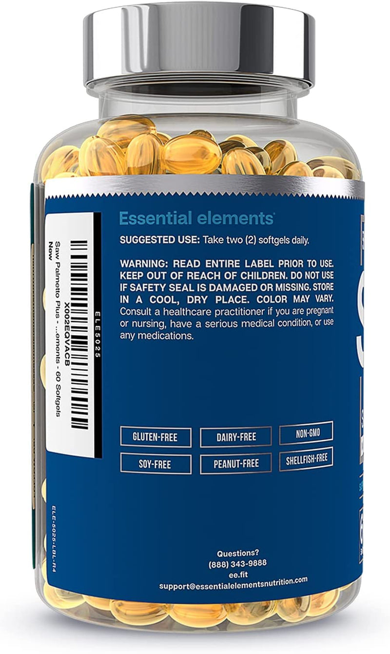 [Australia] - Saw Palmetto Plus - Prostate Health Supplement for Men with Pumpkin and Cranberry Seed Oil | Supports Bladder and Urinary Health by Essential Elements - 60 Softgels 60 Count (Pack of 1) 