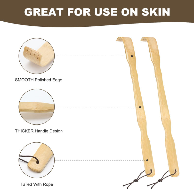 [Australia] - 2 Pack Wooden Bamboo Back Scratcher, 17 Inch Long Handle Back Scratchers for Adults Men Women, with Beautiful Gift Packaging 