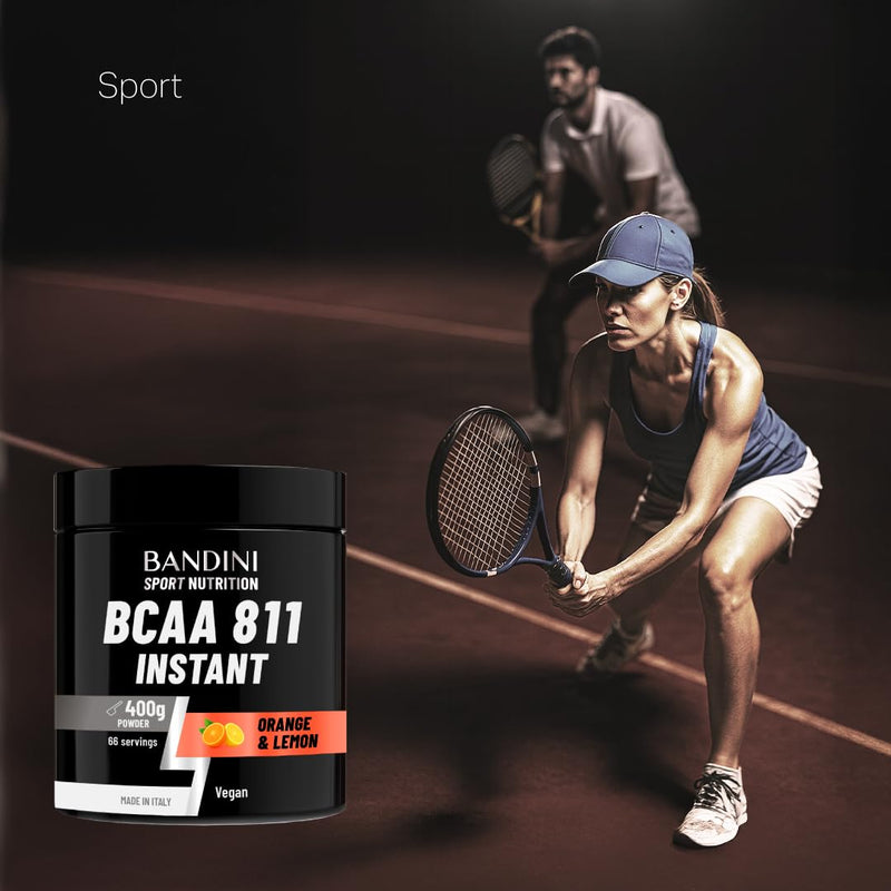 Bandini® BCAA 8 1 1 Powder 400gr 100% Vegan | BRANCHED Amino ACIDS in Flavoured Powder with 8:1:1 Ratio - BCAAs 8.1.1 Aminoacids for Gym and Sports Pre Intra & Post Workout | Orange and Lemon Flavour 400g (pack of 1)